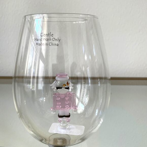 Pink Nutcracker Stemless Wine Glass Christmas Holiday Barware NEW - Picture 6 of 10
